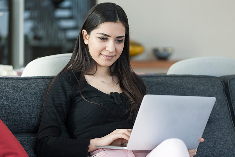 woman using laptop